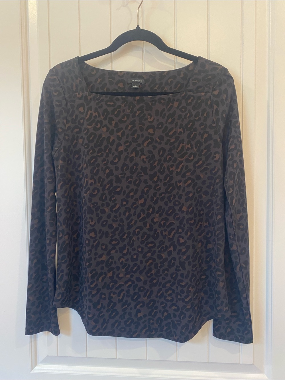 Ann Taylor Brown and Black Leopard Print Long Sleeve Top